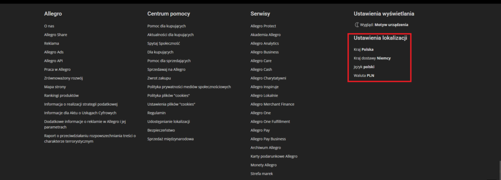 allegro sprache ändern